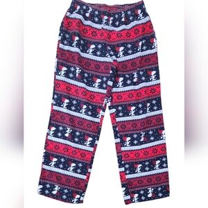 Festive‎ Red and Black Peanuts Pajama Pants Medium Cotton Flannel Guc Cozy Warm